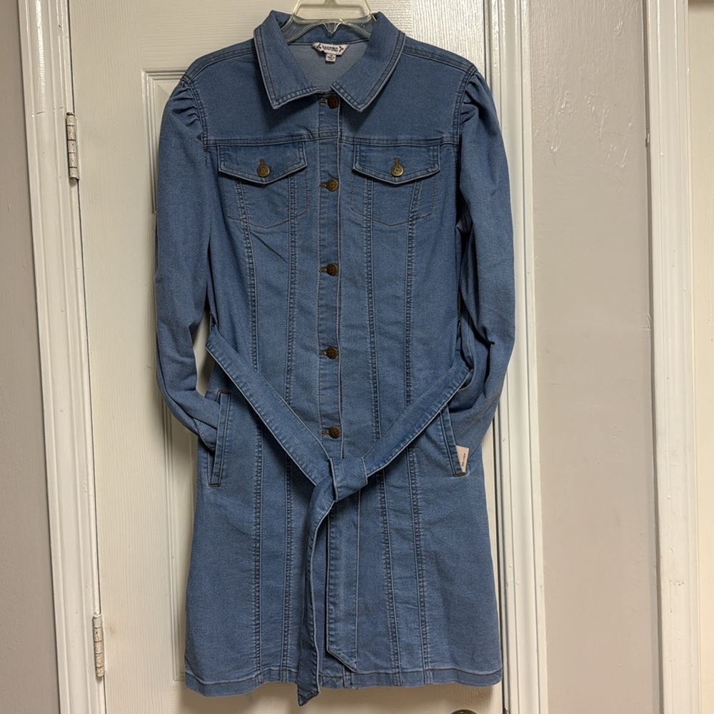 NWT Nanette Lepore Women's Belted Button Front Stretch Denim Shirt Mini Dress - Picture 7 of 16